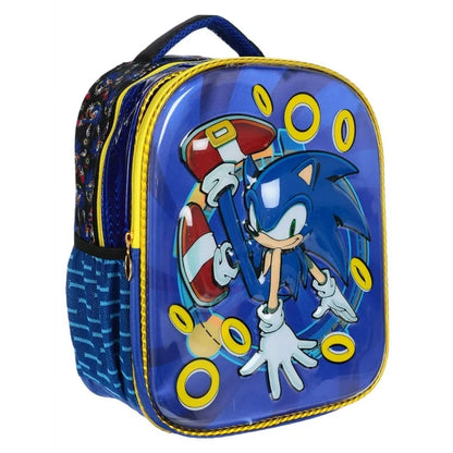 Mochila Prescolar 3D Sonic Coleccion Rings Azul | Ruz