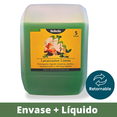 Belledía Lavatrastes Limón Retornable 5 Litros [Envase + Liquido]