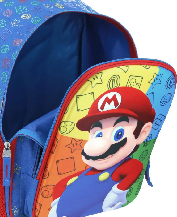 Mochila Escolar Primaria Mario Bross Original / con Carrito | Chenson