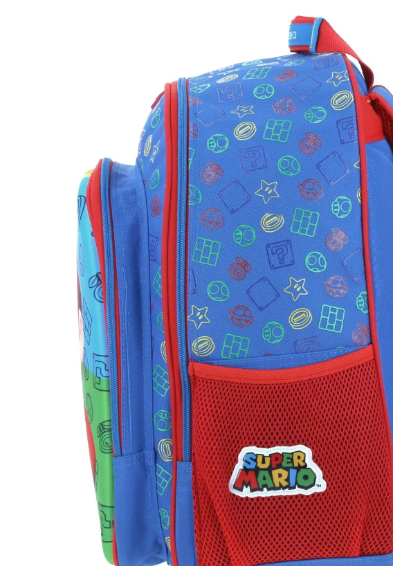 Mochila Escolar Primaria Mario Bross Original / con Carrito | Chenson