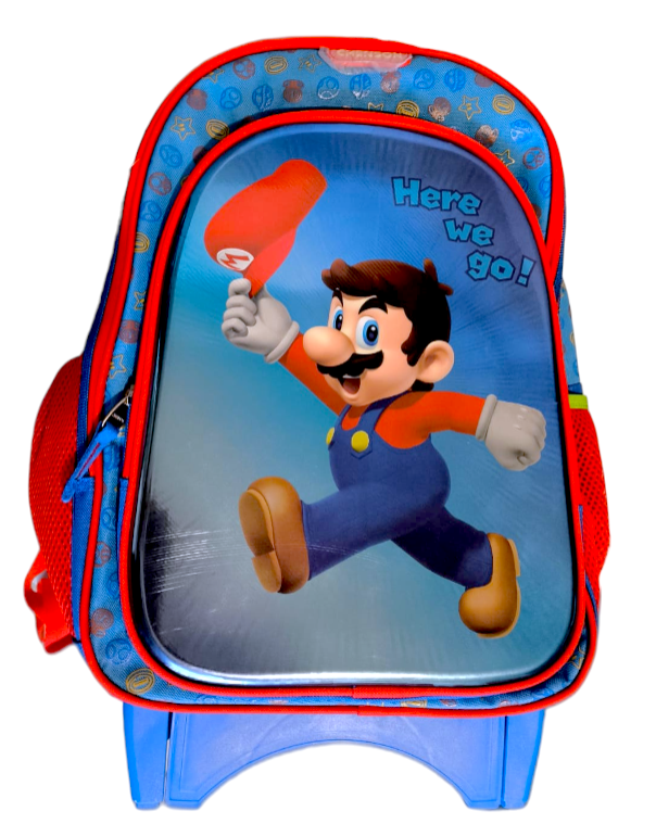 Mochila Escolar Primaria Mario Bros Flashy / con Carrito | Chenson