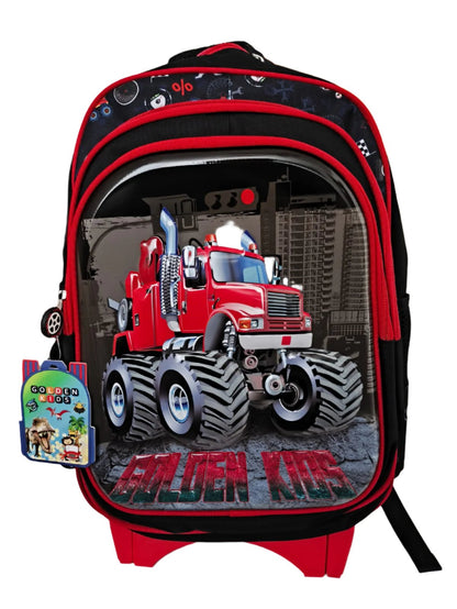 Mochila Escolar Primaria Camioneta Hot / con carro | Golden Kids