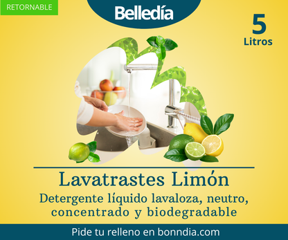 Belledía Lavatrastes Limón Retornable 5 Litros [Envase + Liquido]